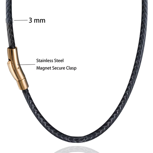 Black leather neck necklace for men and women