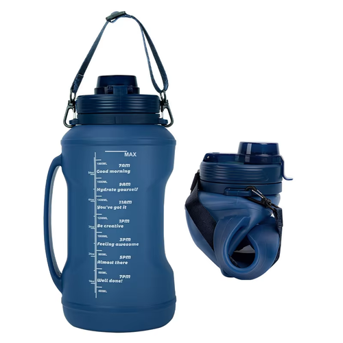 2000ml Silicone Water Bottle, Roll-Up and Foldable Travel Bottle.