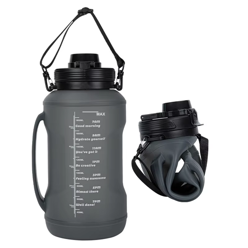 2000ml Silicone Water Bottle, Roll-Up and Foldable Travel Bottle.